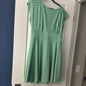 Kate Spade Green Gingham Midi Dress